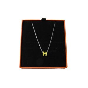 Hermes Mini Pop H Necklace Palladium Hardware Yellow